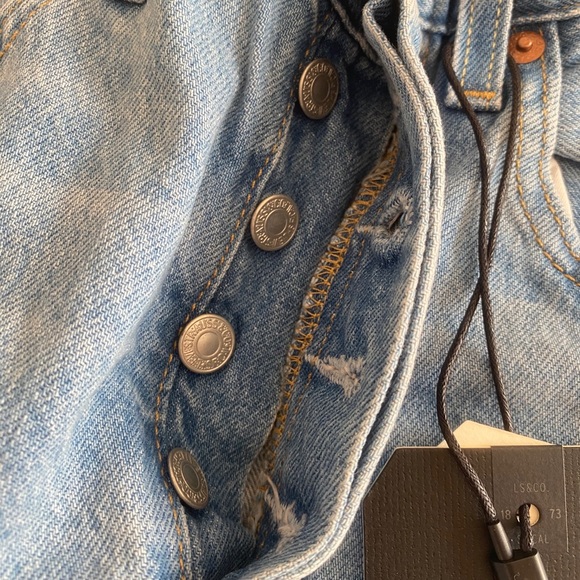 Levi's 501 High Waist Ripped Crop Straight Jeans - Picture 12 of 12